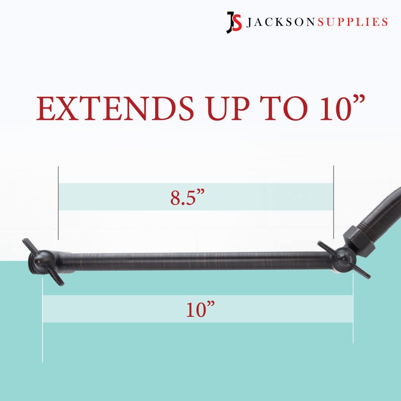 JS Jackson Supplies Shower Head Extension Arm by JS Jackson Supplies, Adjustable 10 Inch Showerhead Extender, Solid Brass Construction, Universal Tall Hi-lo Pipe Height Extending (Oil Rubbed Bronze Finish) - Image 3